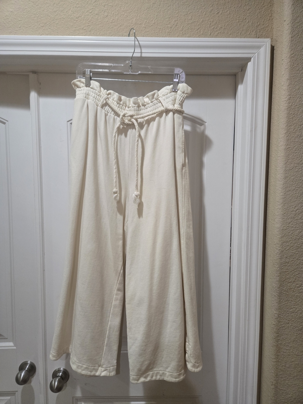 H&M Cream Wide-Leg Drawstring Lounge Pants Size L